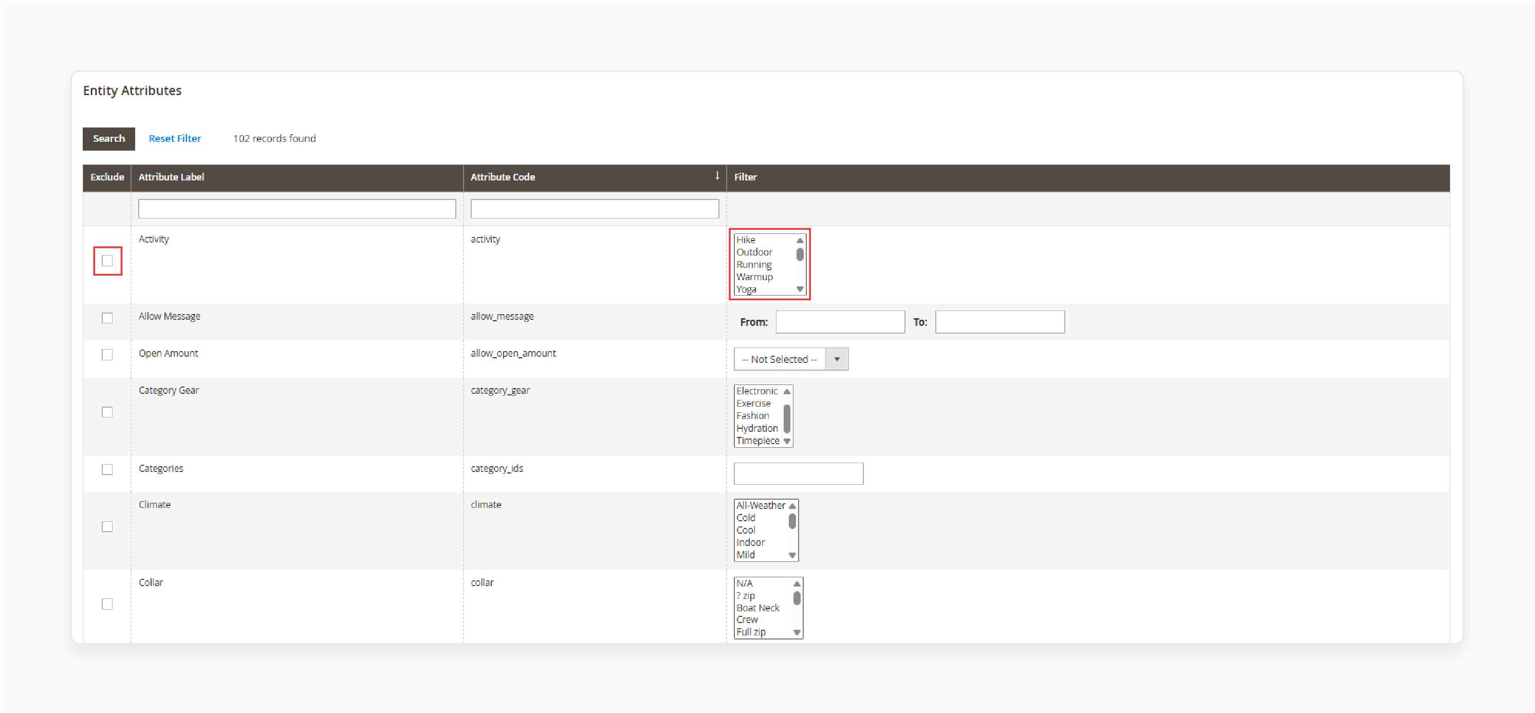 Exclude attributes during Magento 2 export