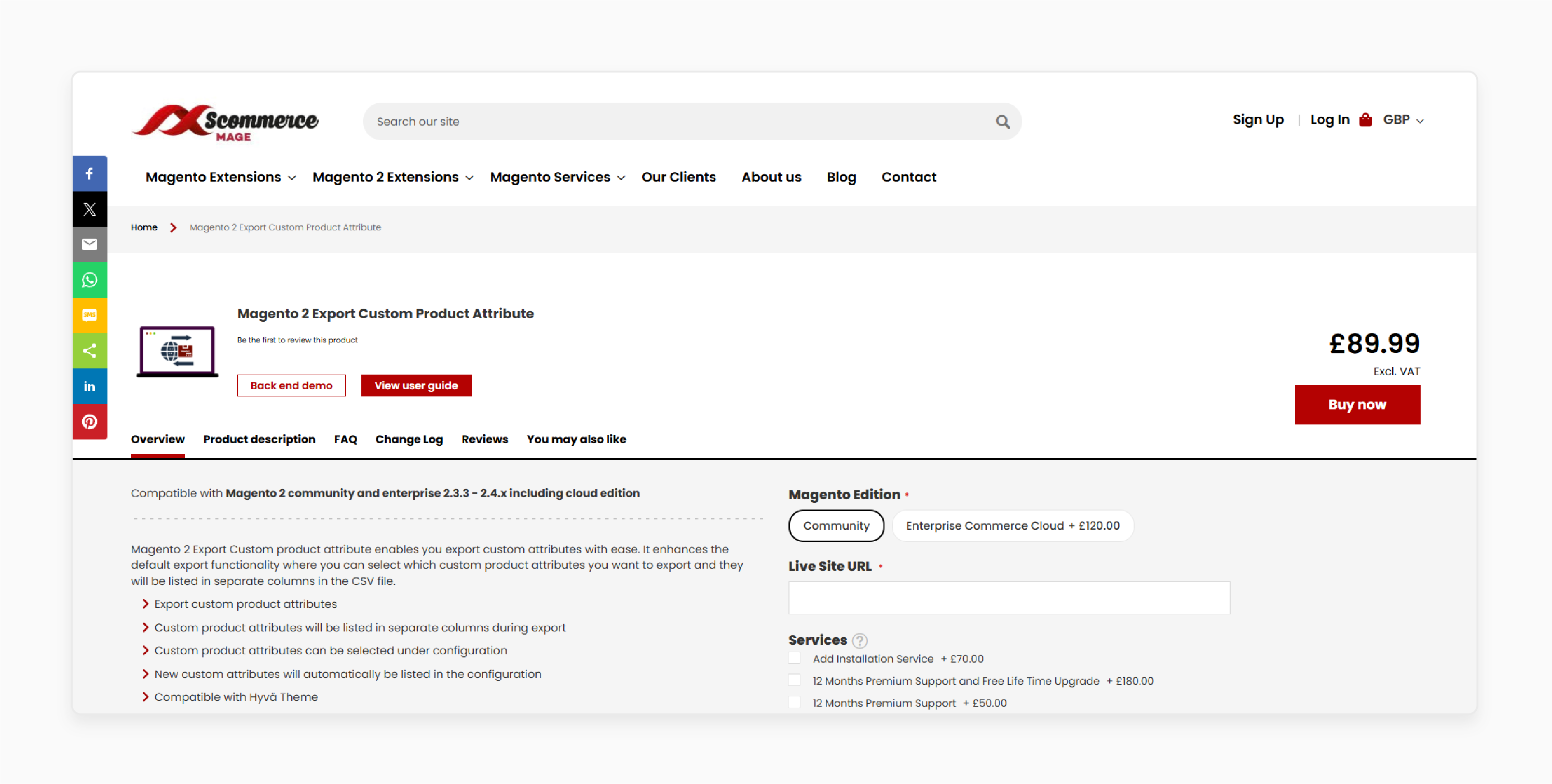 Export custom attributes using SCommerce