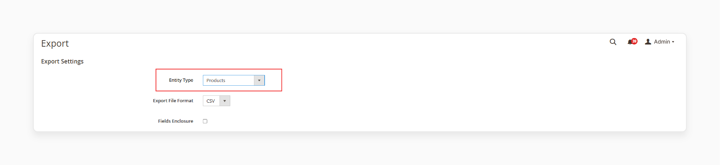Choose Products in Magento 2 export step