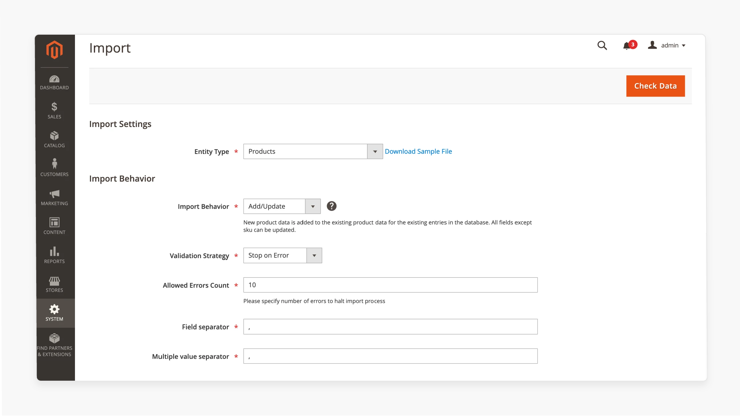 Magento 2 Excel Product Import for Import Behavior Setup
