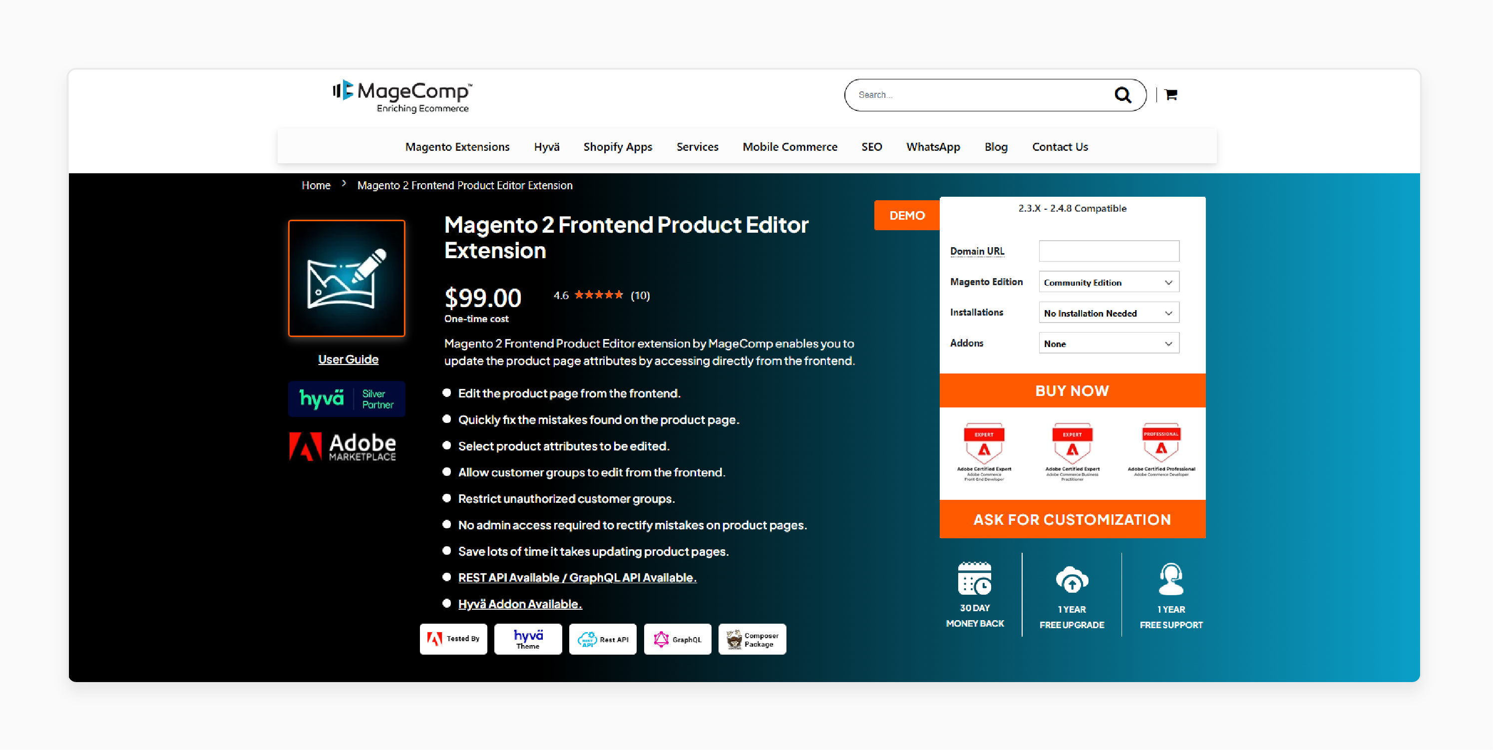 Magecomp Magento 2 Frontend Product Editor Extension
