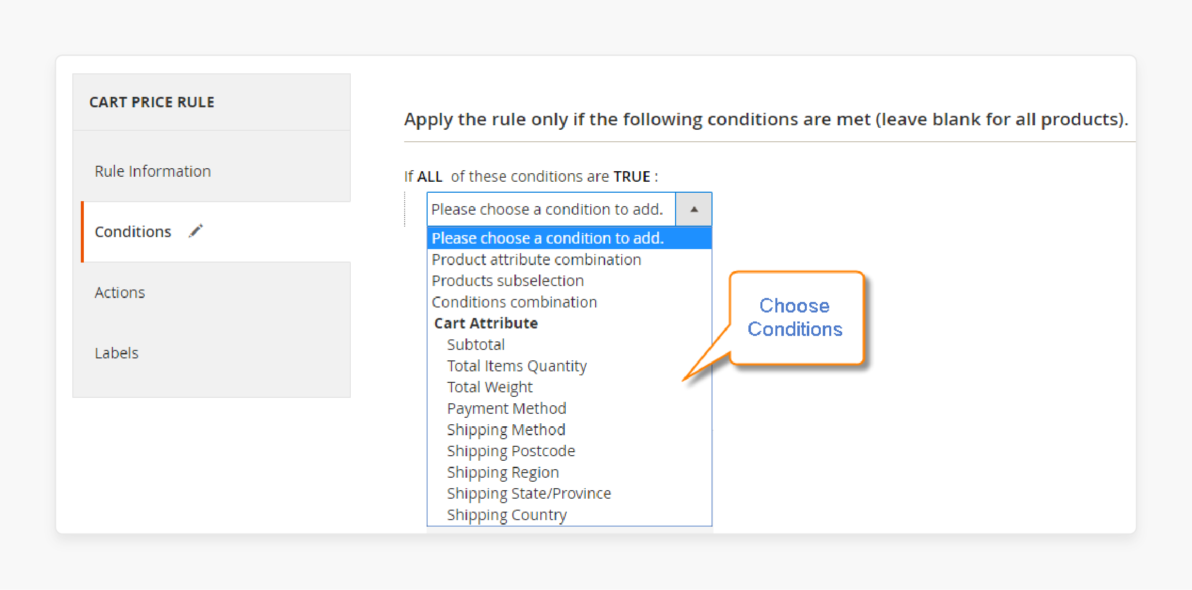 Differences between conditions and actions in magento 2 cart price rules Conditions vs. Actions Breakdown