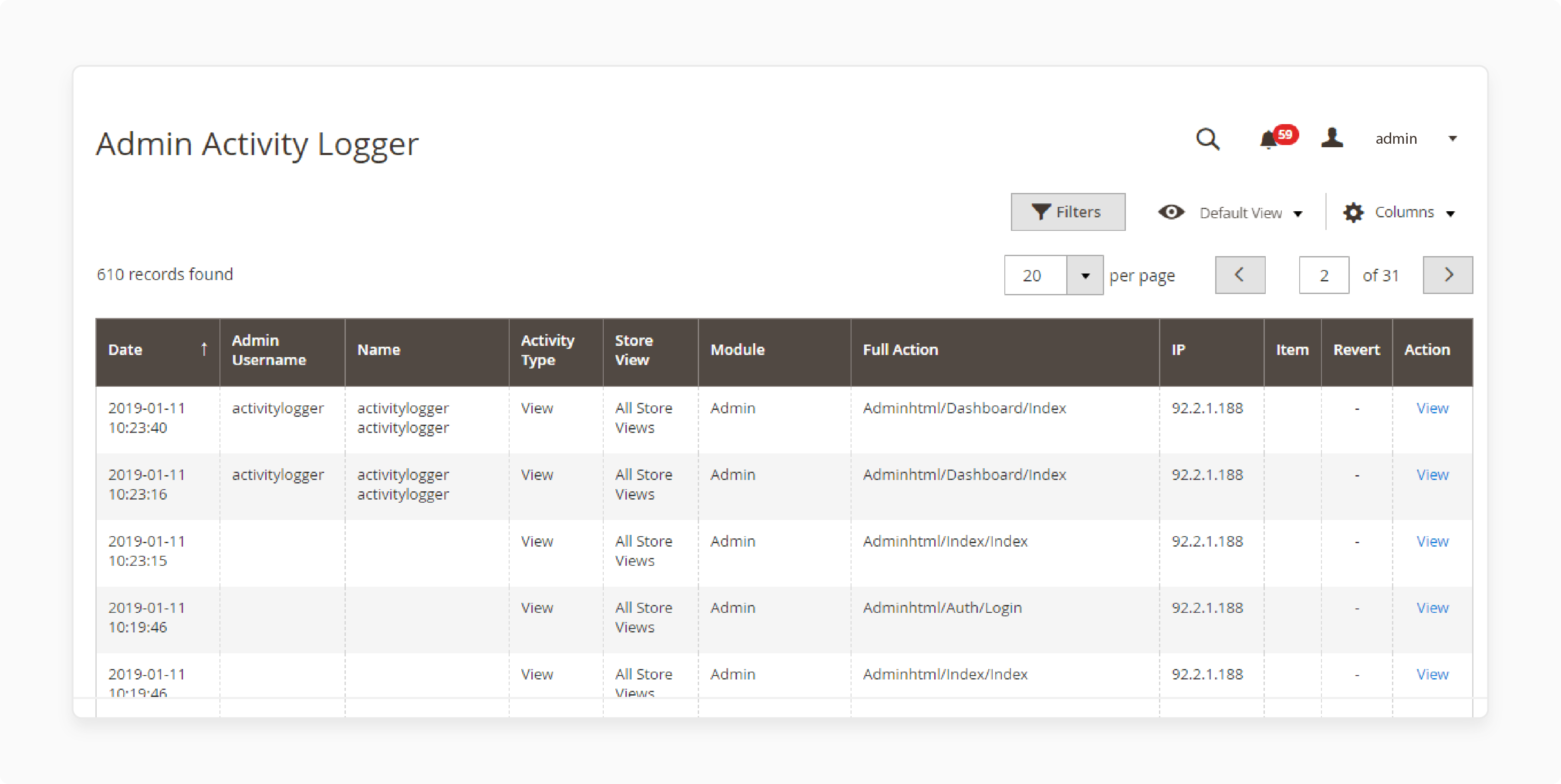 What are Admin Action Log Magento 2