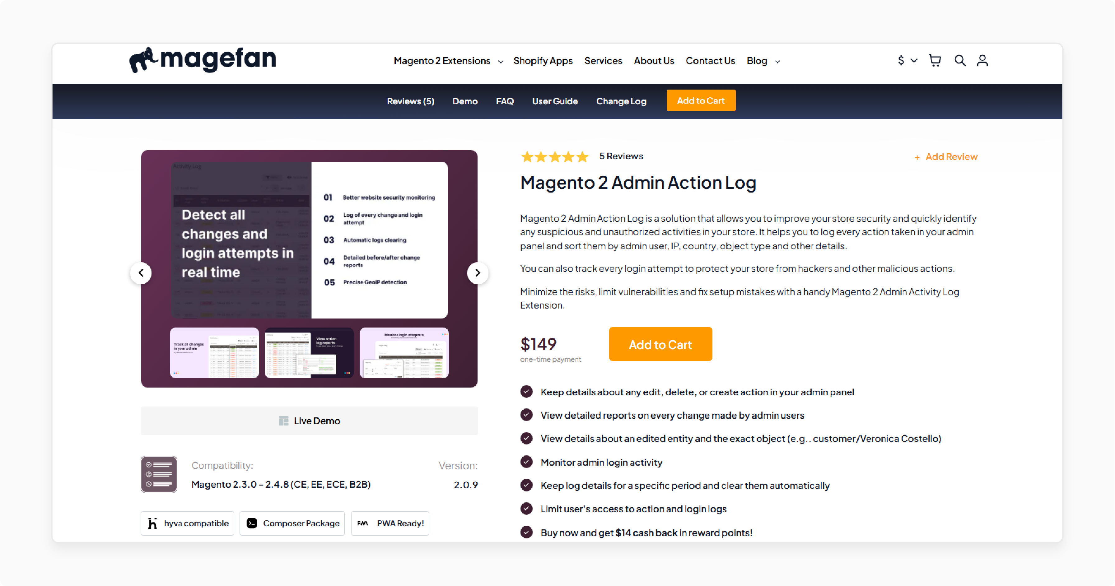Magefan Admin Action Log Magento 2