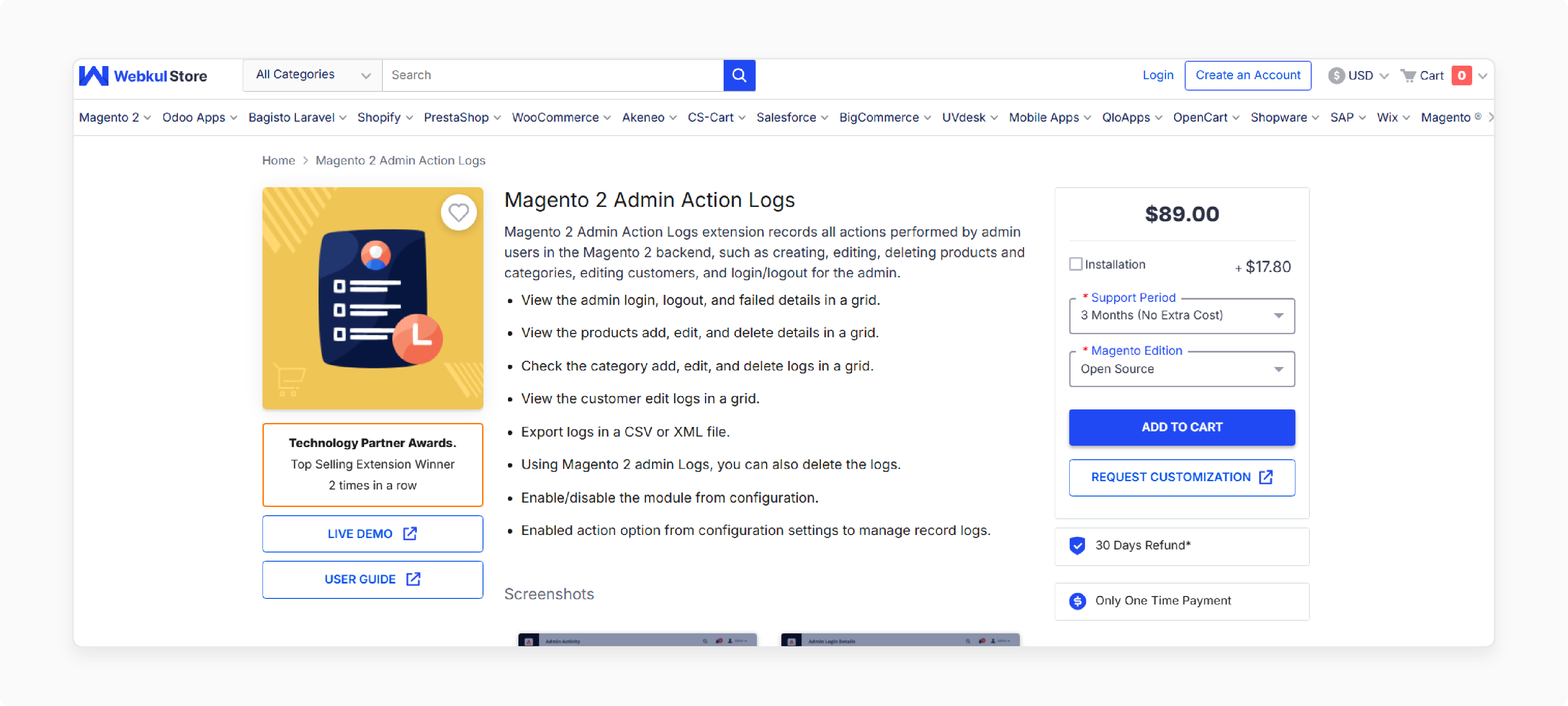 Webkul Admin Action Log Magento 2