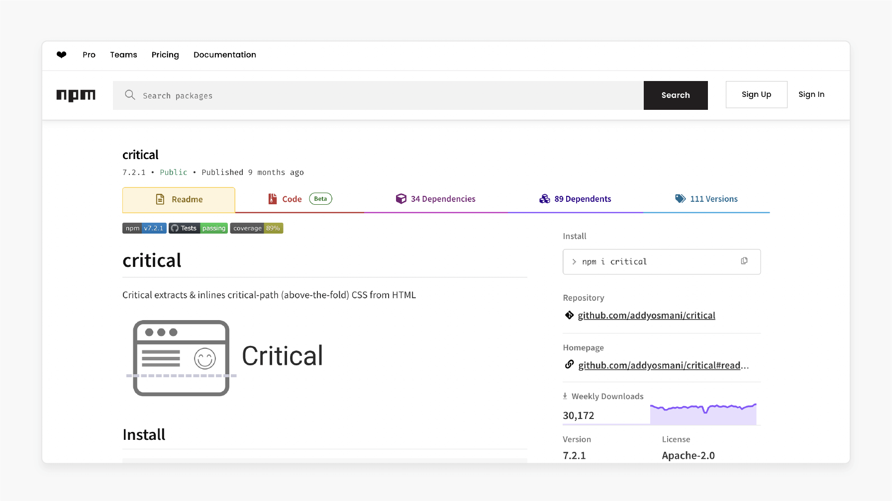 Critical npm Package