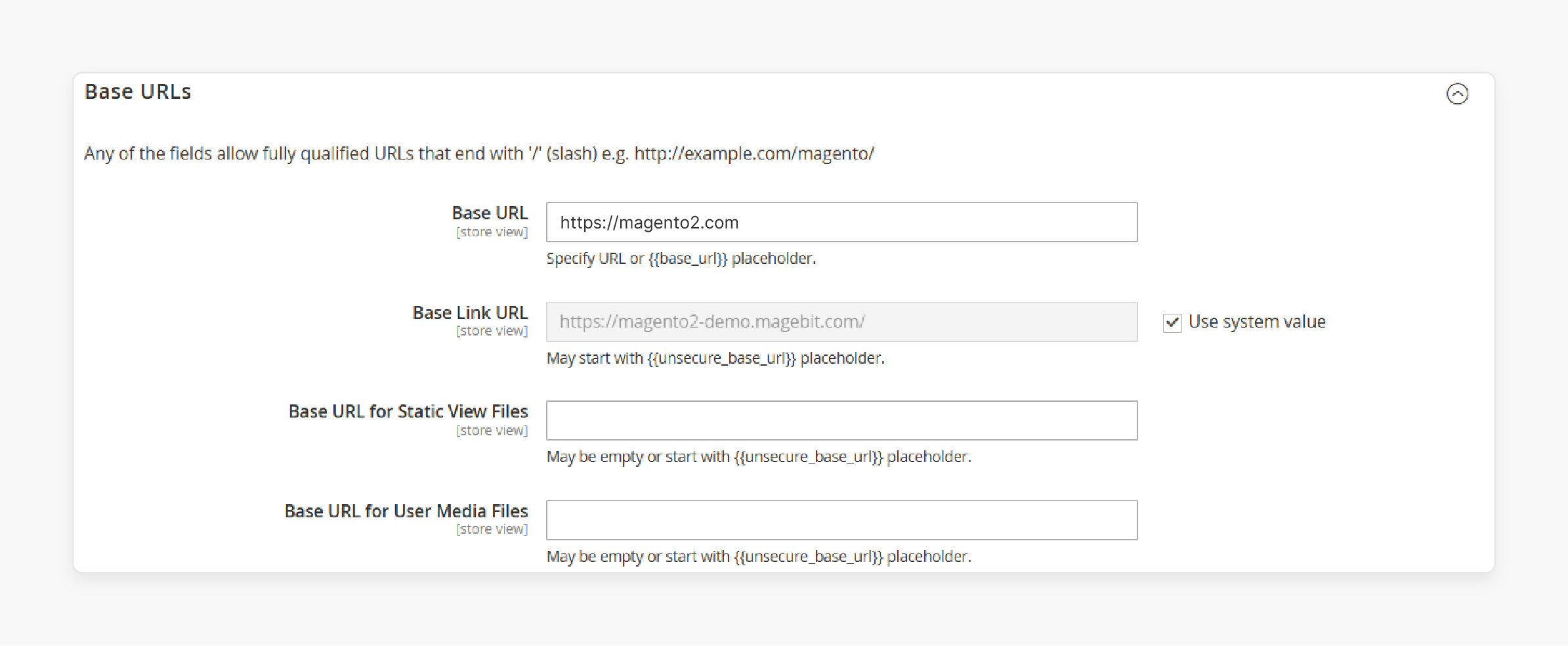 Confirm Magento Base URLs
