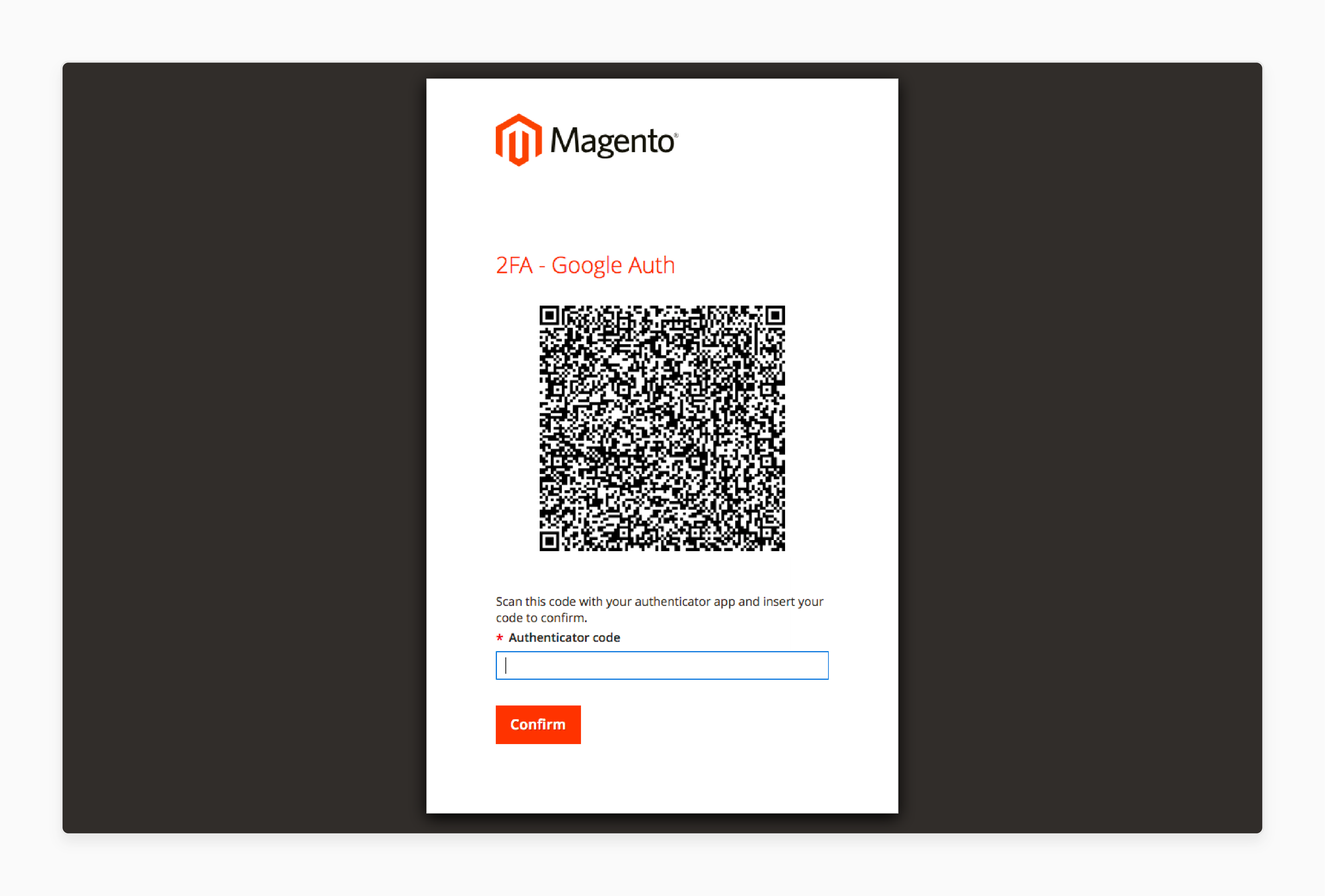 Navigate to Magento 2 Factor Authentication code
