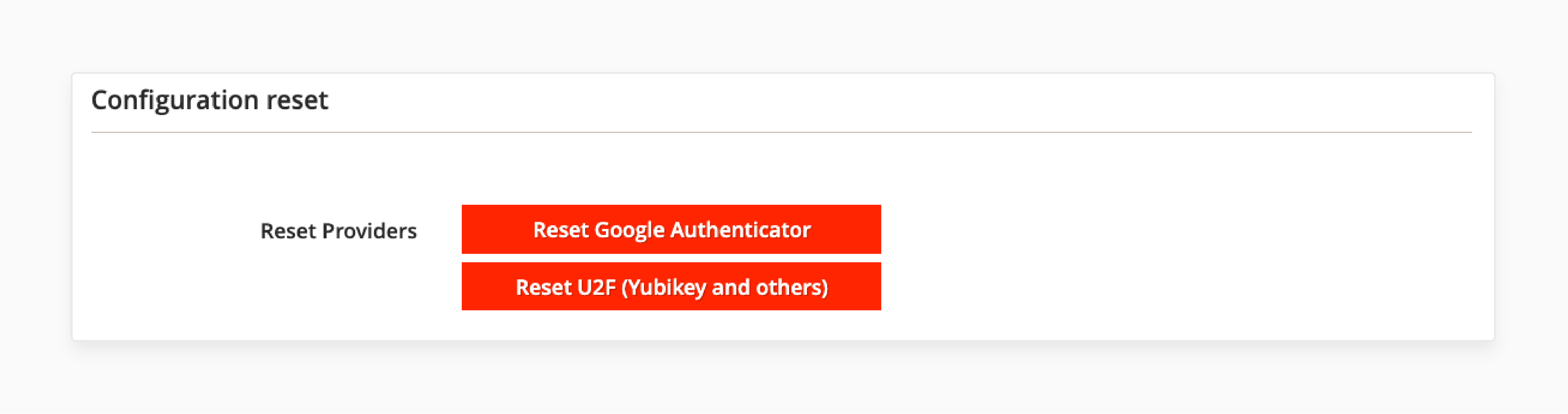 Click to reset the Magento 2 Factor Authentication settings