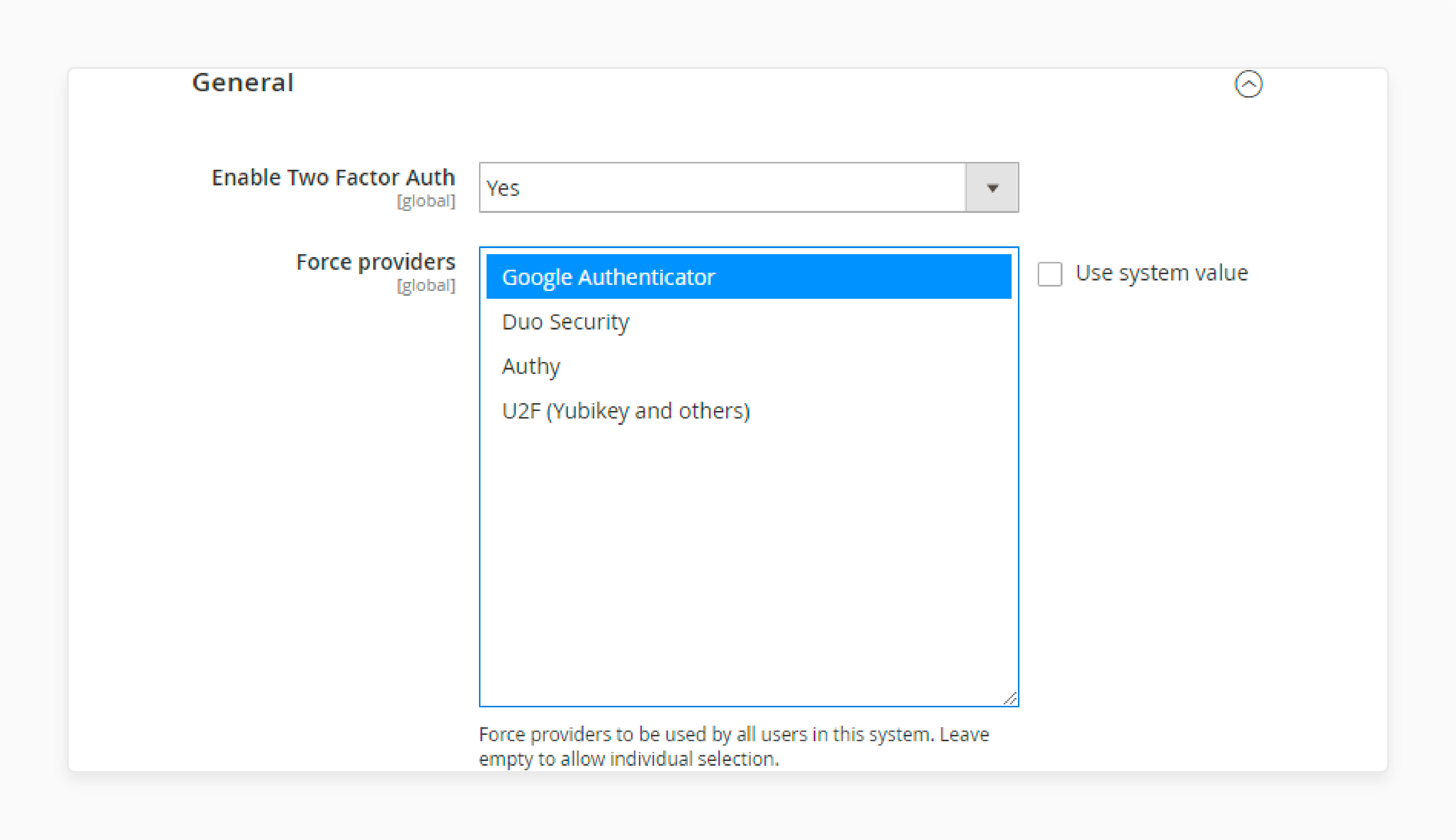 Choose your Magento 2 Factor Authentication provider