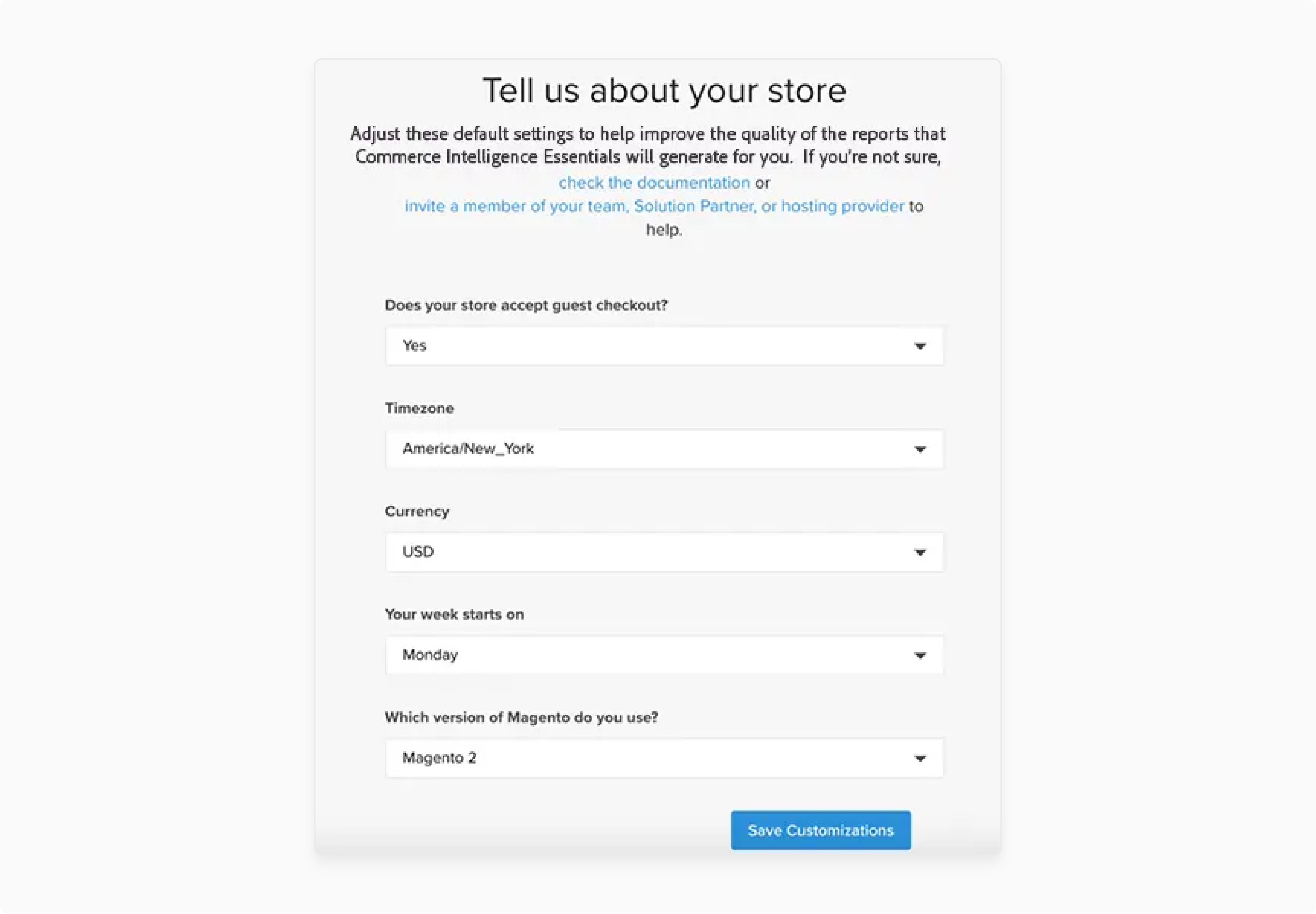 Set store preferences in Magento BI